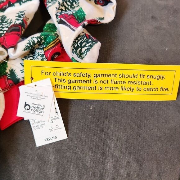 New 18-24 Months Pjs Xmas Holuday Fall Festive Red Truck Pajama Set - Picture 5 of 5